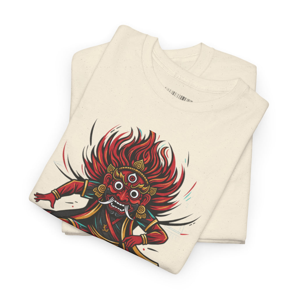 T-Shirt — Fierce Red Oni Demon Graphic Tee (Mythic Japanese Mask Design)