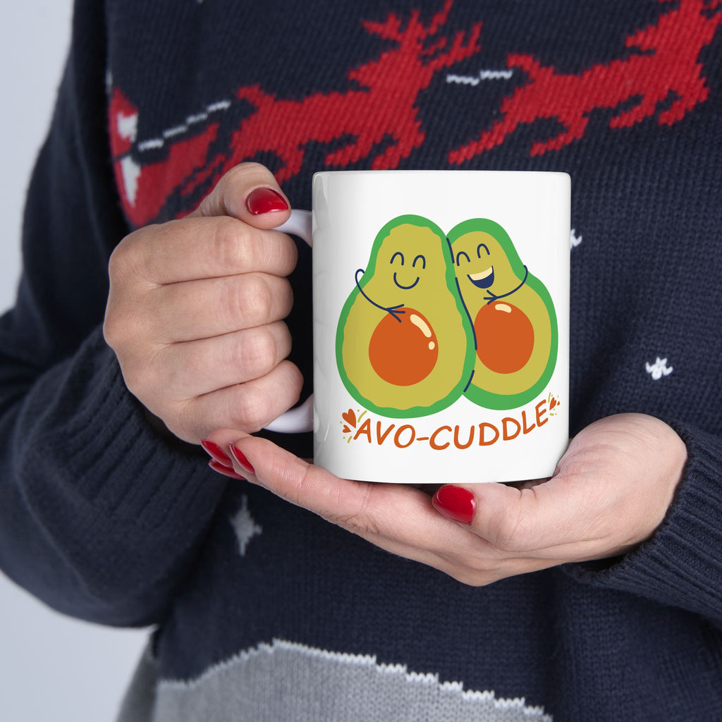 Avocado Cuddle Mug, Cute Coffee Cup, Gift for Avocado Lovers, Funny Kitchen Decor, Perfect for Birthdays and Anniversaries