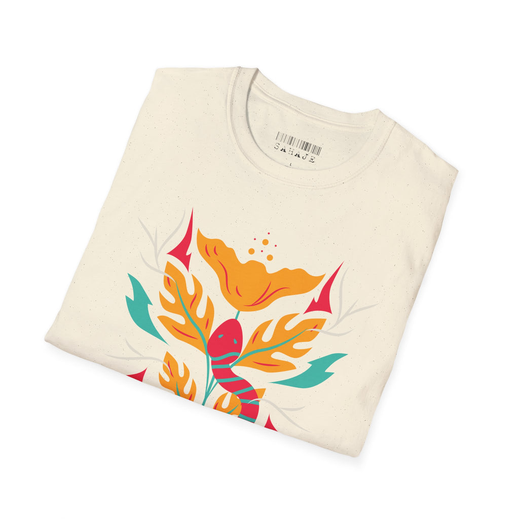 Sahaje Floral Snake Graphic T‑Shirt — Colorful Botanical Serpent Tee
