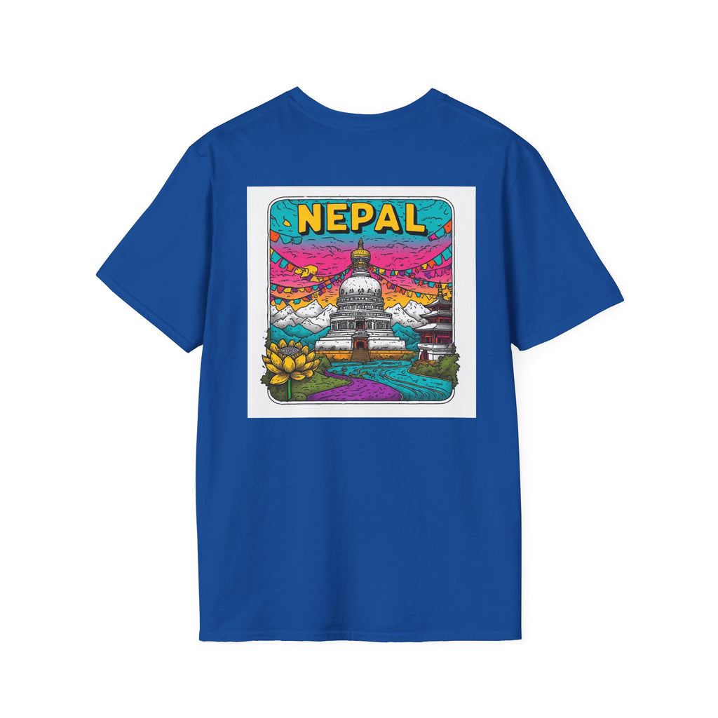 Nepal Graphic T-Shirt — Colorful Stupa Travel Tee