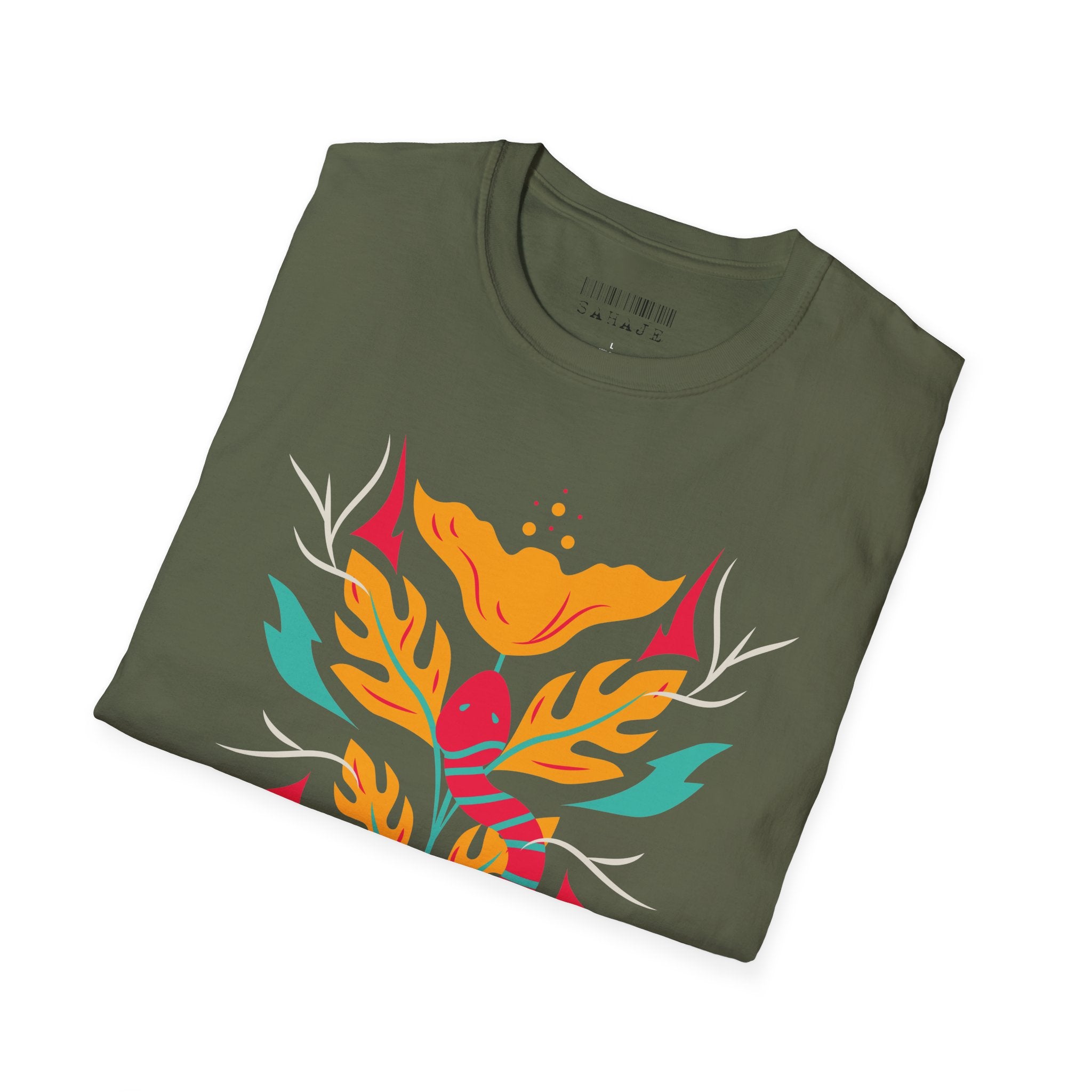 Sahaje Floral Snake Graphic T‑Shirt — Colorful Botanical Serpent Tee
