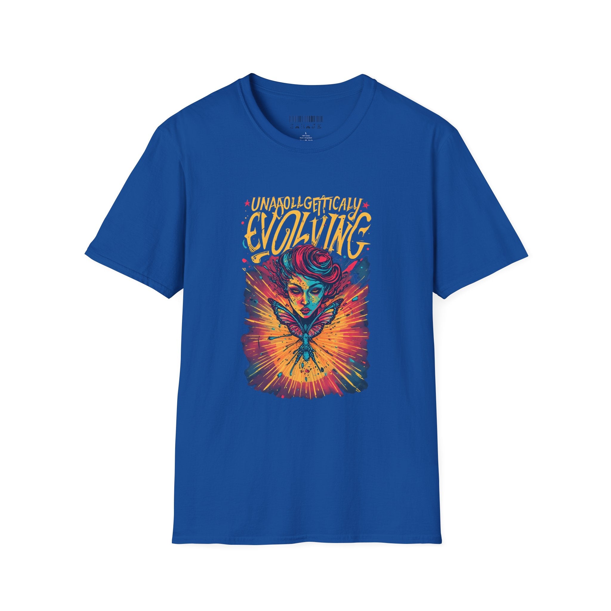 Evolving Butterfly Graphic T-Shirt — "Unapologetically Evolving" Vibrant Psychedelic Tee