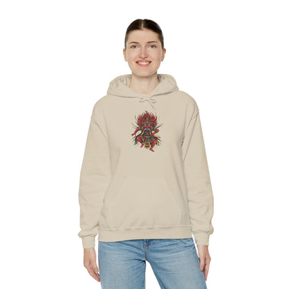 Demonic Oni Mask Hoodie — Japanese Demon Illustration Sweatshirt
