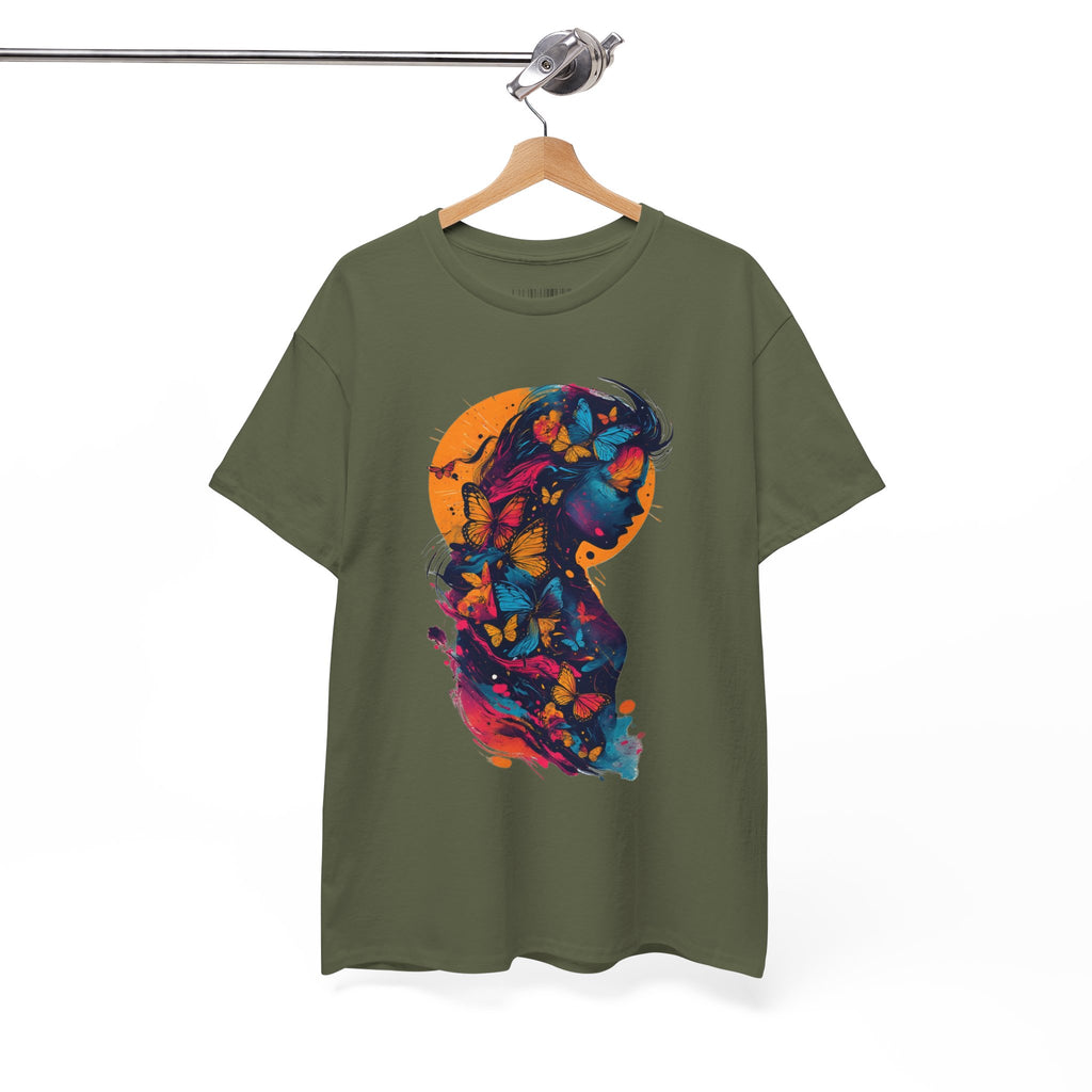 Butterfly Silhouette Graphic Tee — Colorful Maternity Profile Design