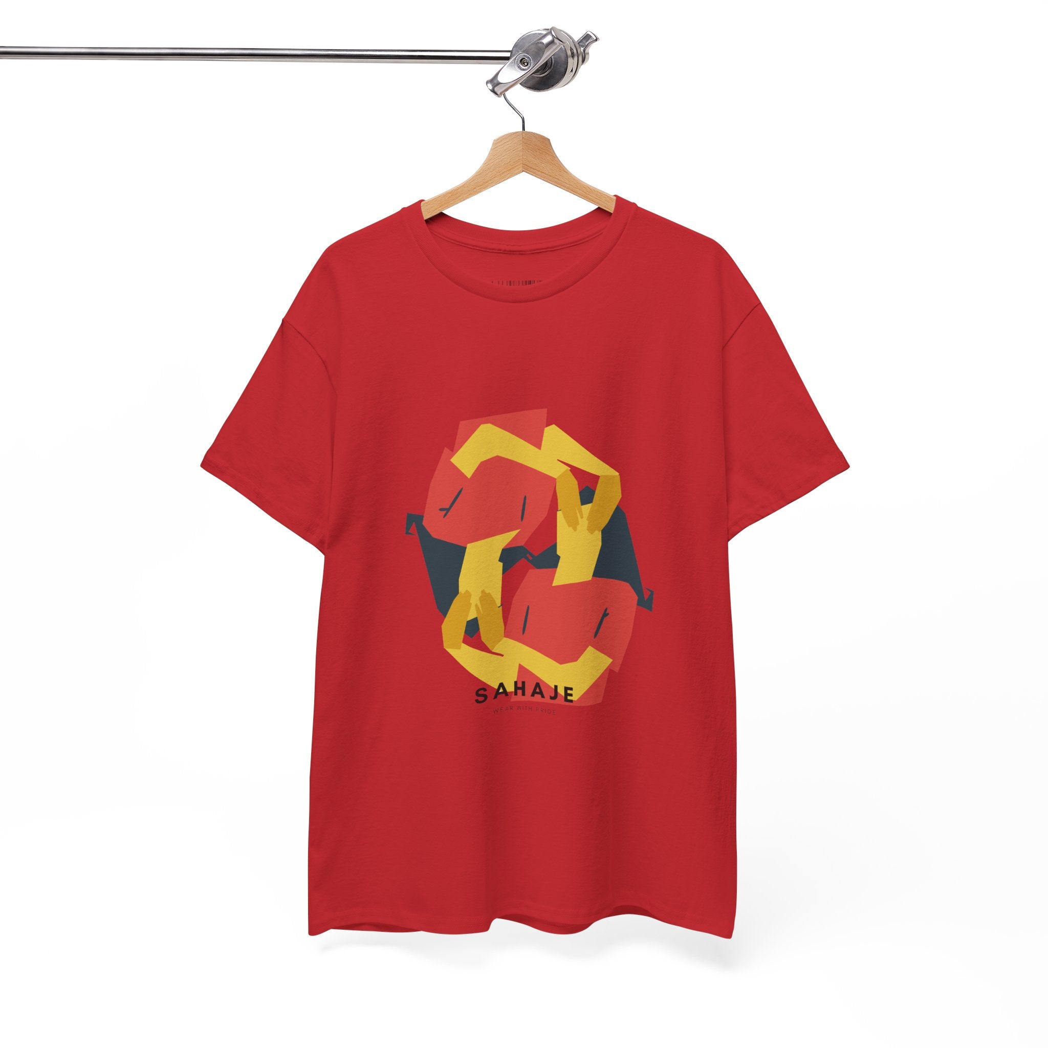 Geometric Fox Tee — Stylized Red & Yellow Fox Illustration T-Shirt