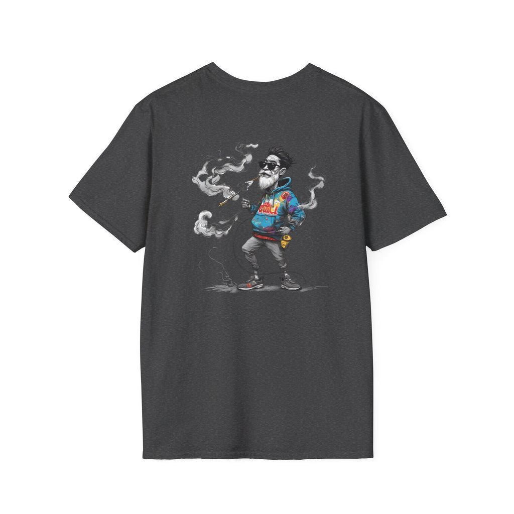 Cartoon T-Shirt – Funny Old Man Smoking Street Graphic Tee, Anti-Smoking Awareness Shirt