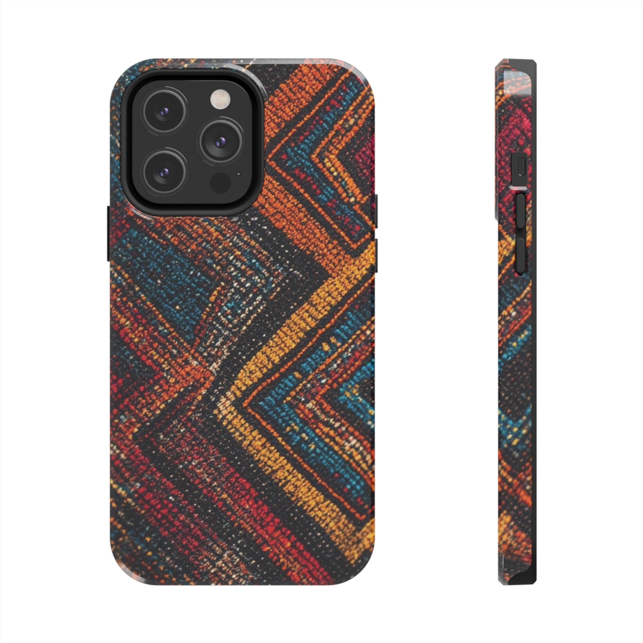 Tough Phone Case — Boho Geometric Rug Pattern, Protective iPhone Cover