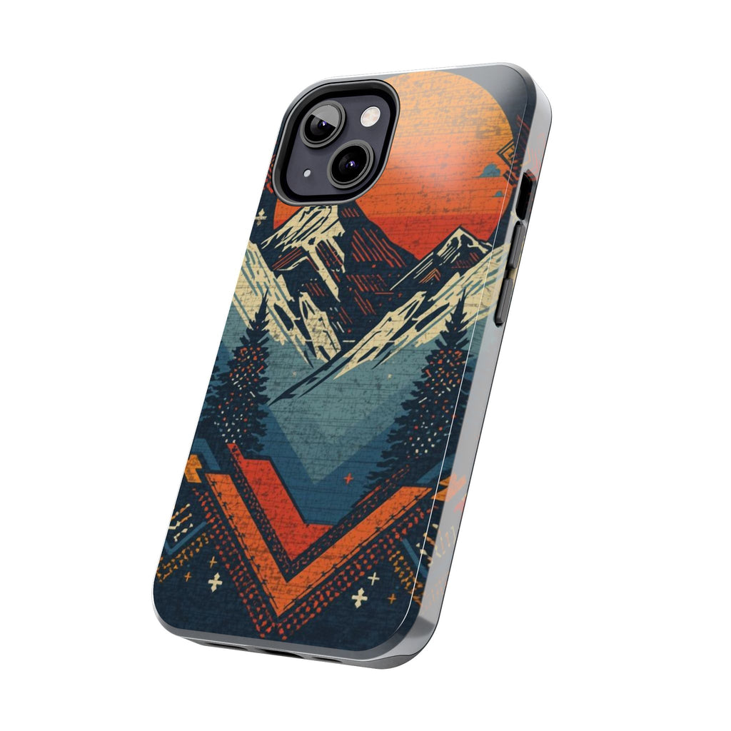 Tough Phone Case — Retro Mountain Sunset Design