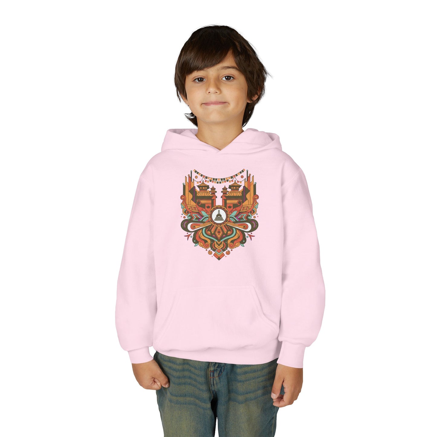 Youth Hoodie — Rustic Peace Mandala Graphic