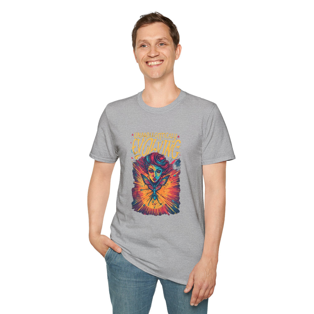 Unapologetically Evolving T-Shirt — Vibrant Butterfly Woman Graphic Tee