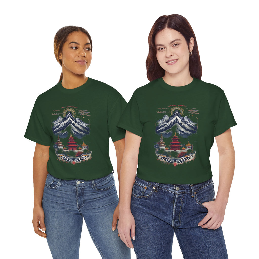 Japanese Mountain Pagoda T-Shirt — Zen Temple Landscape Tee