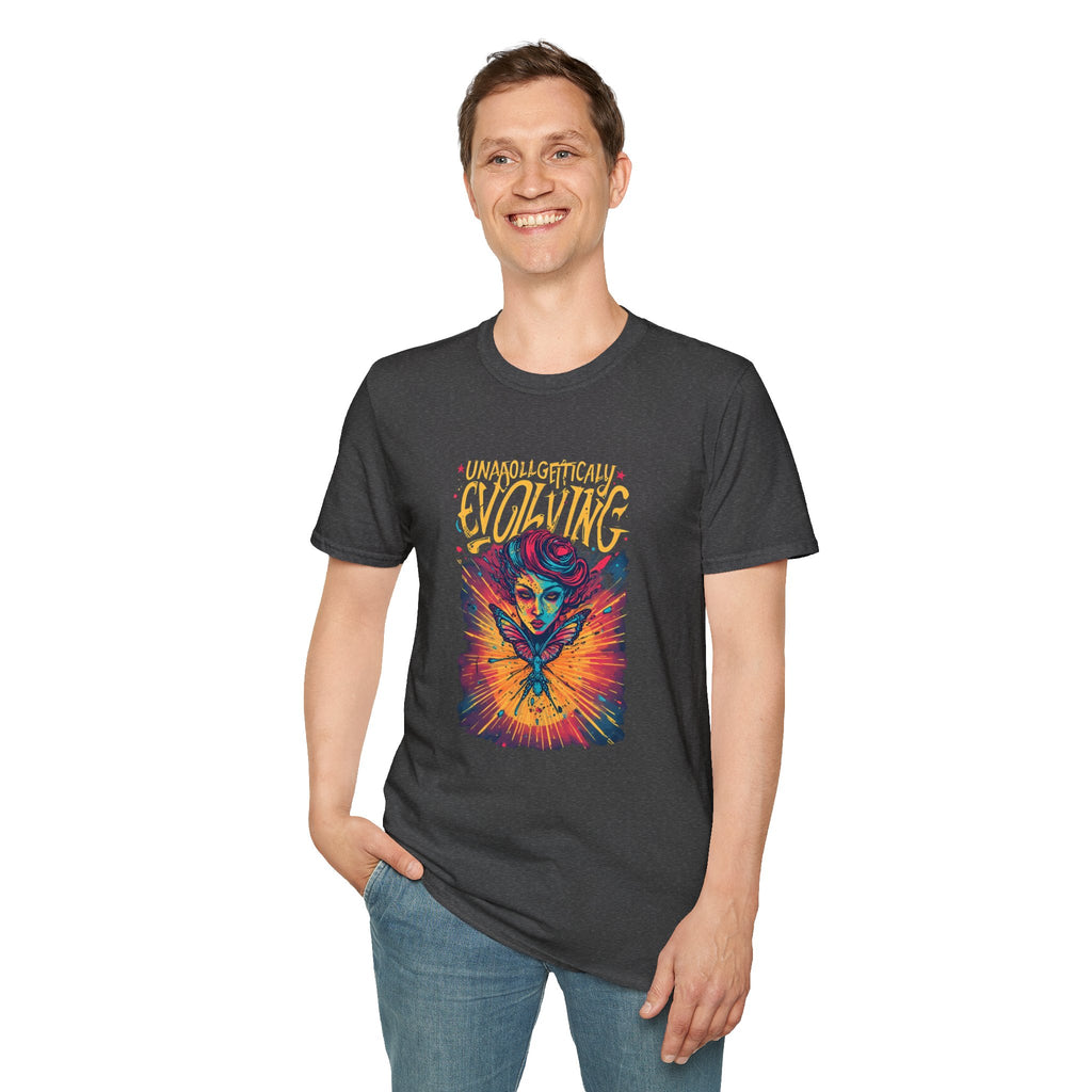 Unapologetically Evolving T-Shirt — Vibrant Butterfly Woman Graphic Tee