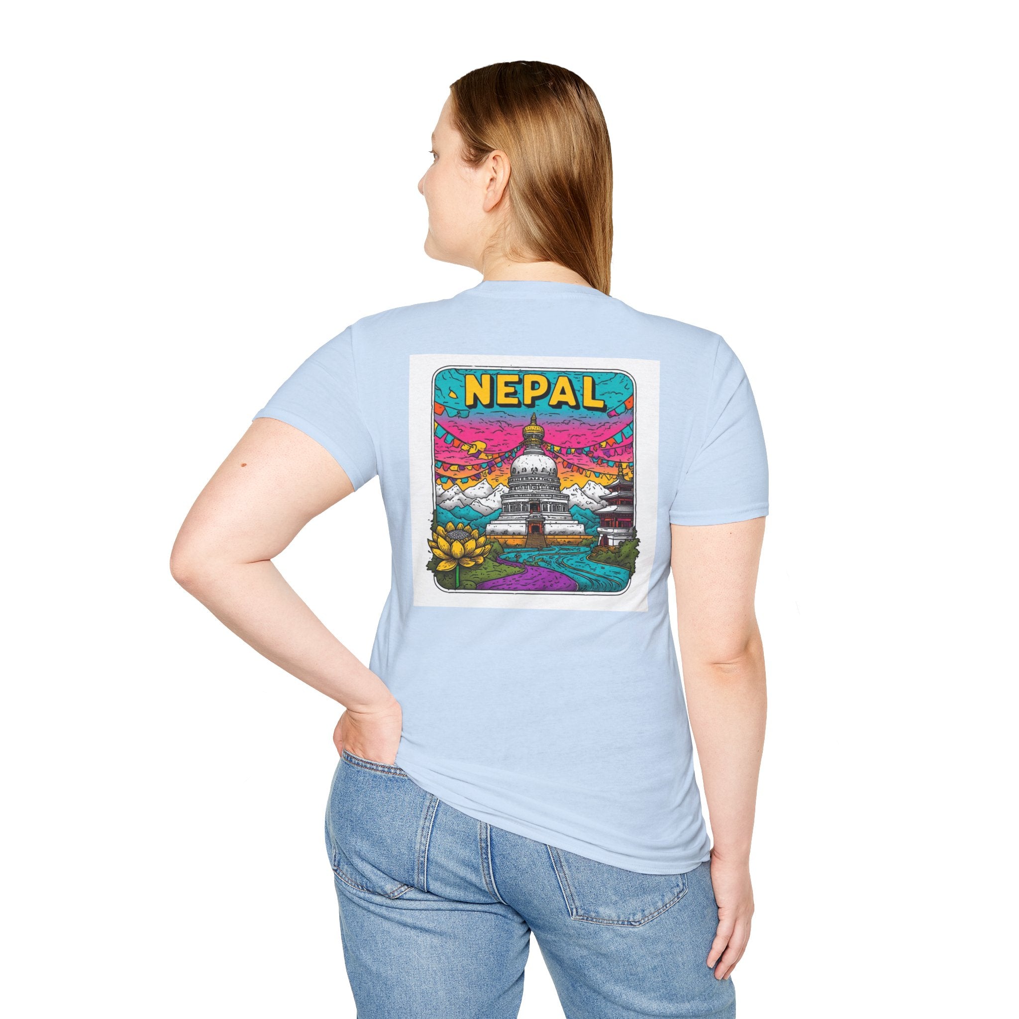 Nepal Graphic T-Shirt — Colorful Stupa Travel Tee