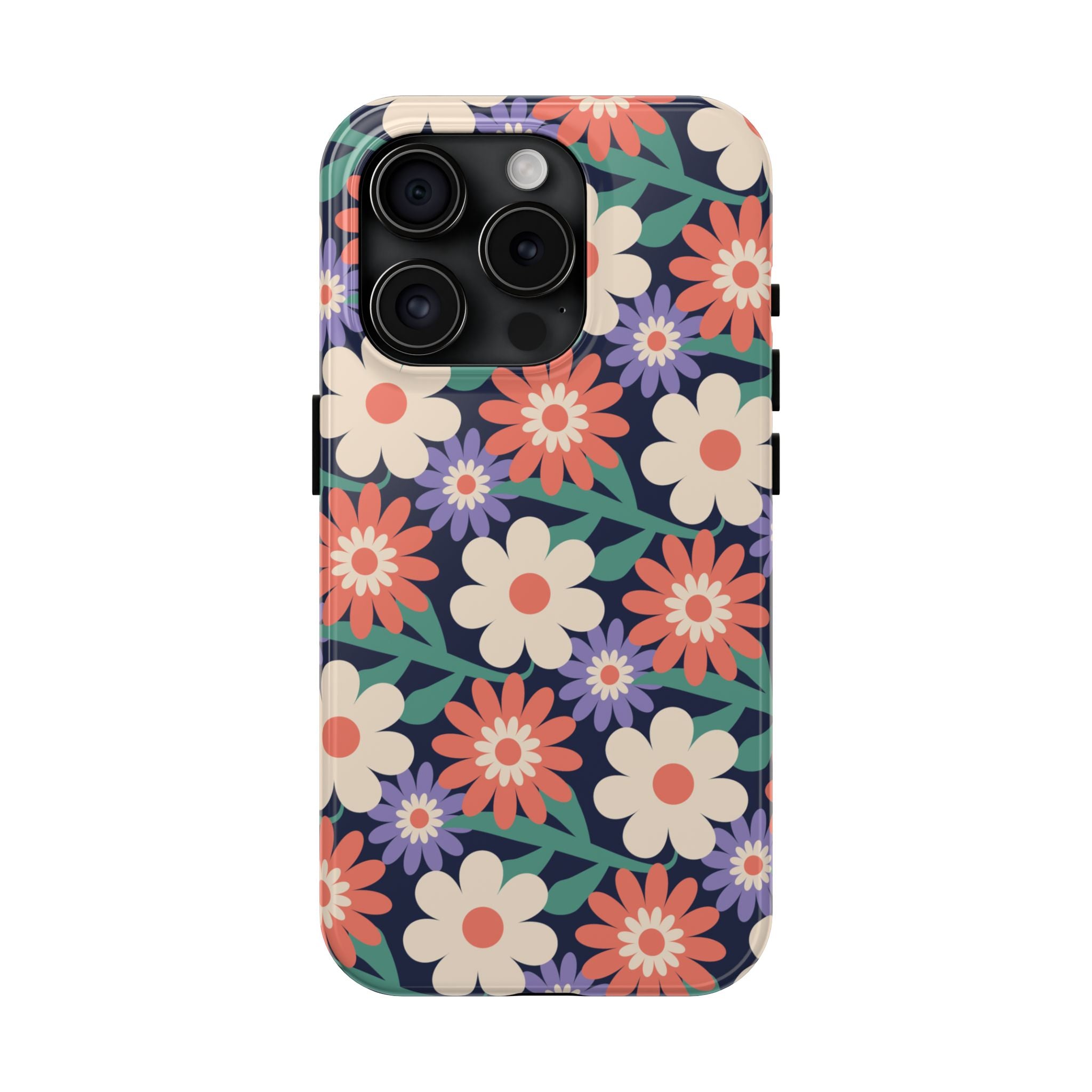 Floral Tough Phone Case — Retro Daisies Protective Phone Cover