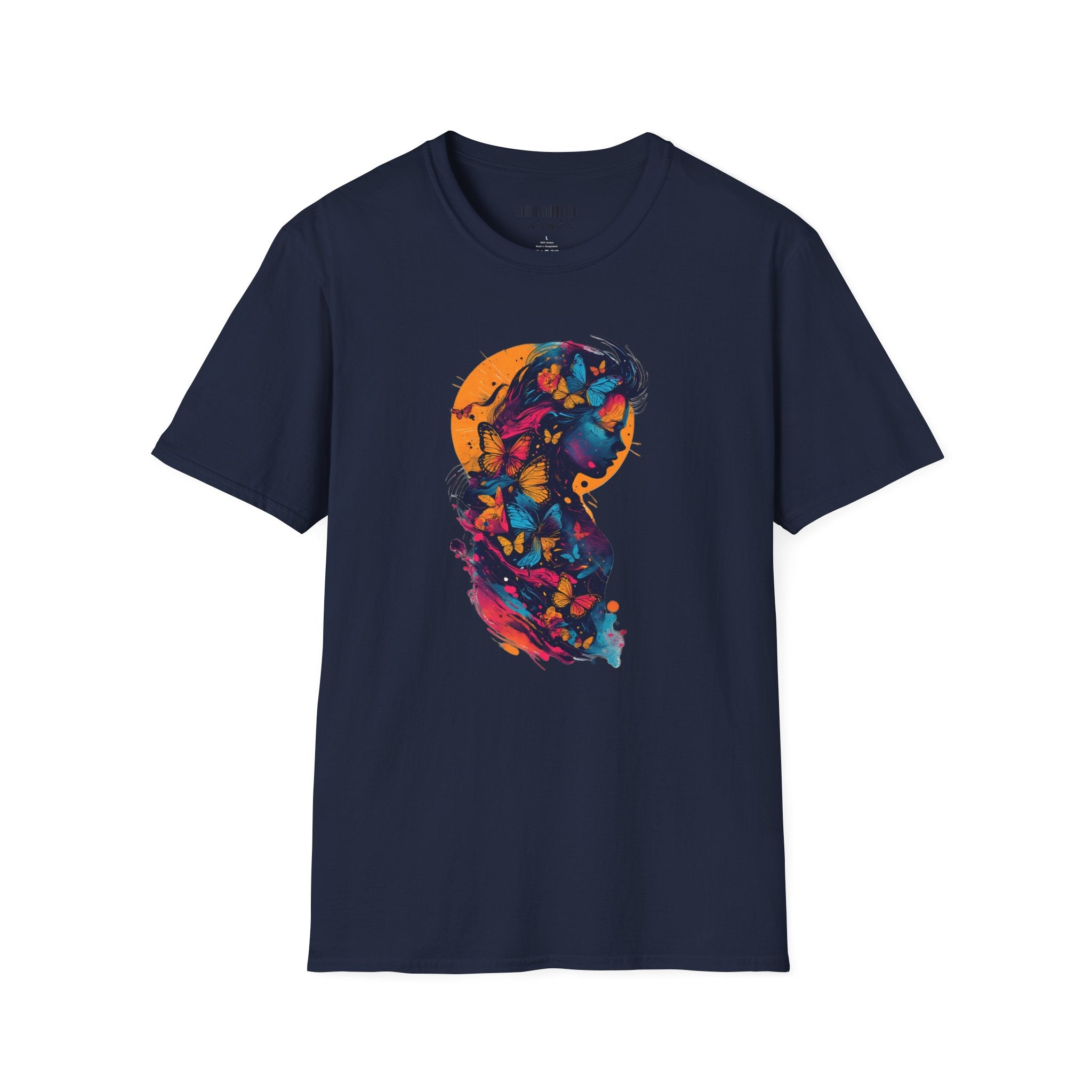 Butterfly Silhouette T-Shirt — Colorful Floral Profile Tee