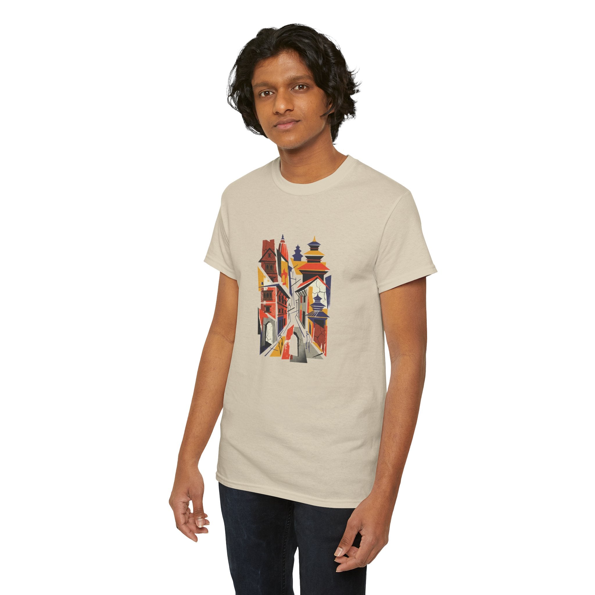 Cityscape Abstract Tee — Colorful Urban Architecture Graphic T‑Shirt