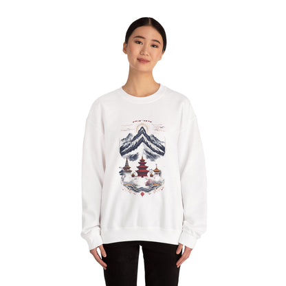 Japanese Mountain Pagoda Crewneck Sweatshirt