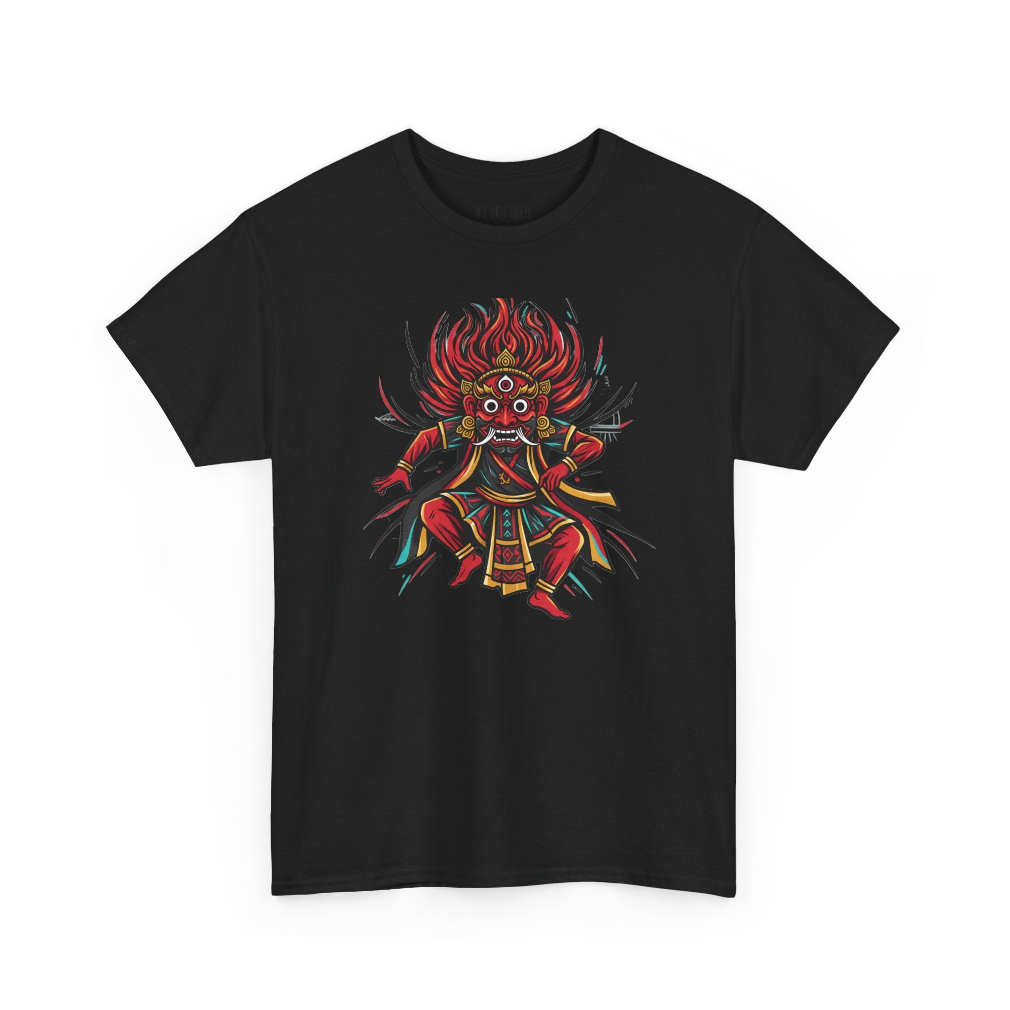 T-Shirt — Fierce Red Oni Demon Graphic Tee (Mythic Japanese Mask Design)