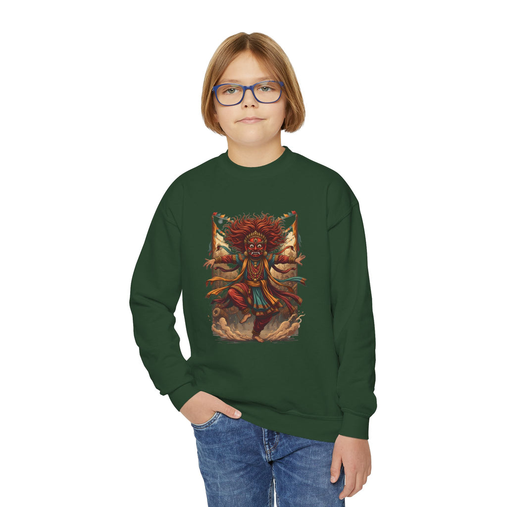 Youth Sweatshirt — Colorful Tribal Dancer Graphic Crewneck