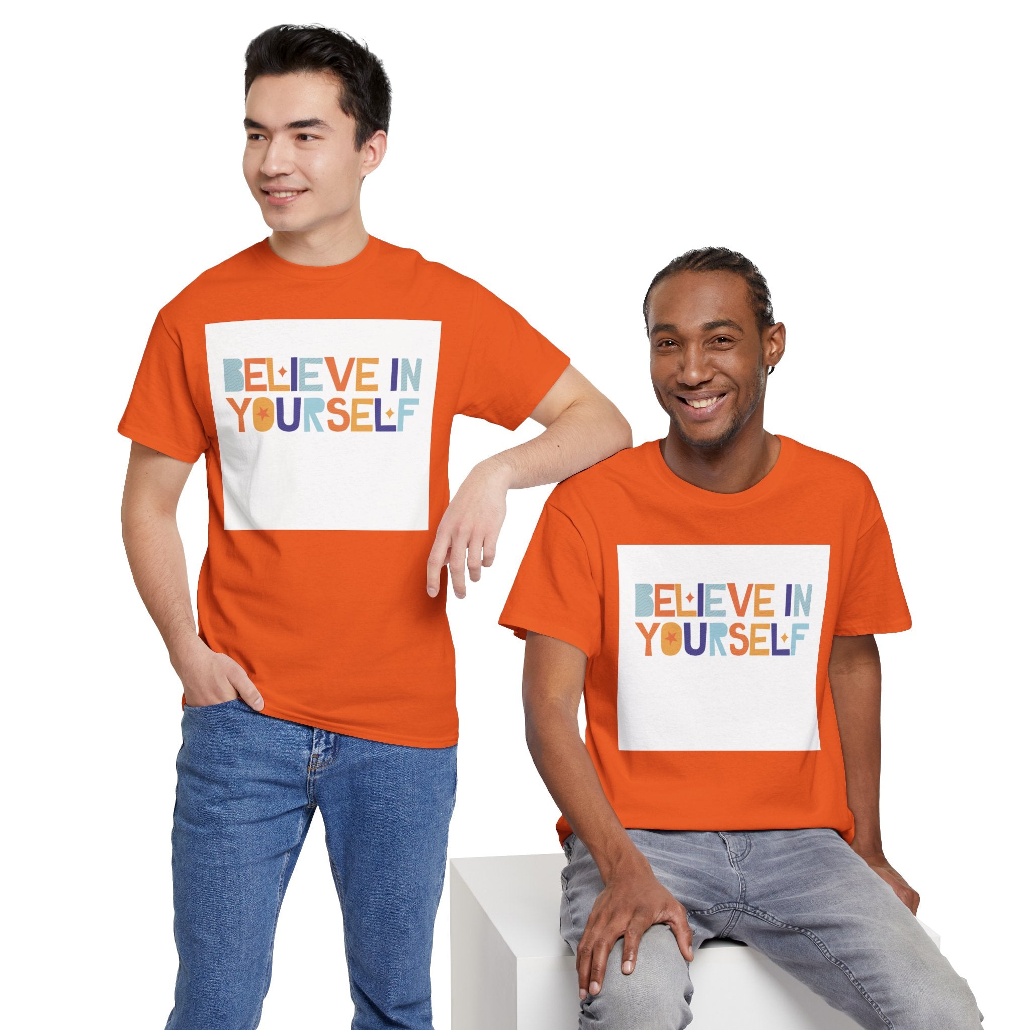 T-Shirt — "Believe in Yourself" Colorful Retro Motivational Tee