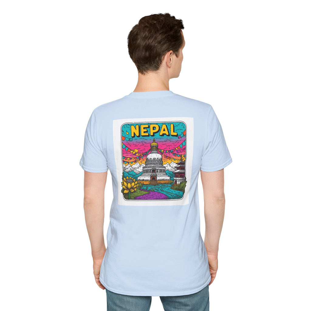 Nepal Graphic T-Shirt — Colorful Stupa Travel Tee