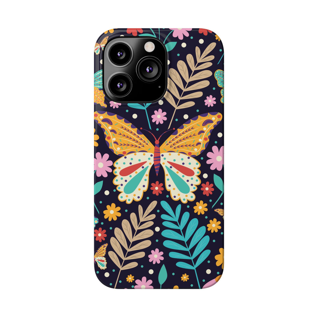 Butterfly Floral Slim Phone Case — Colorful Boho Garden Design