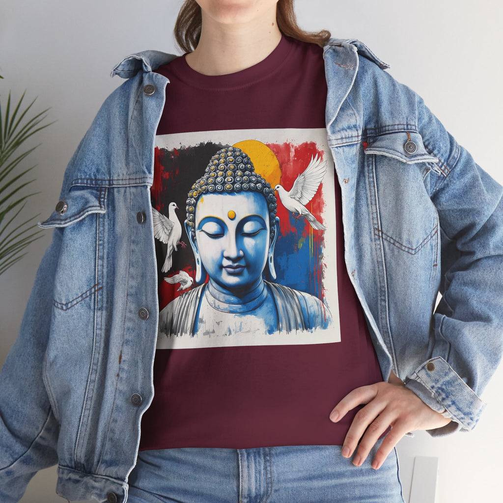 Buddha Peace Tee — Colorful Buddha & Doves Graphic T-Shirt