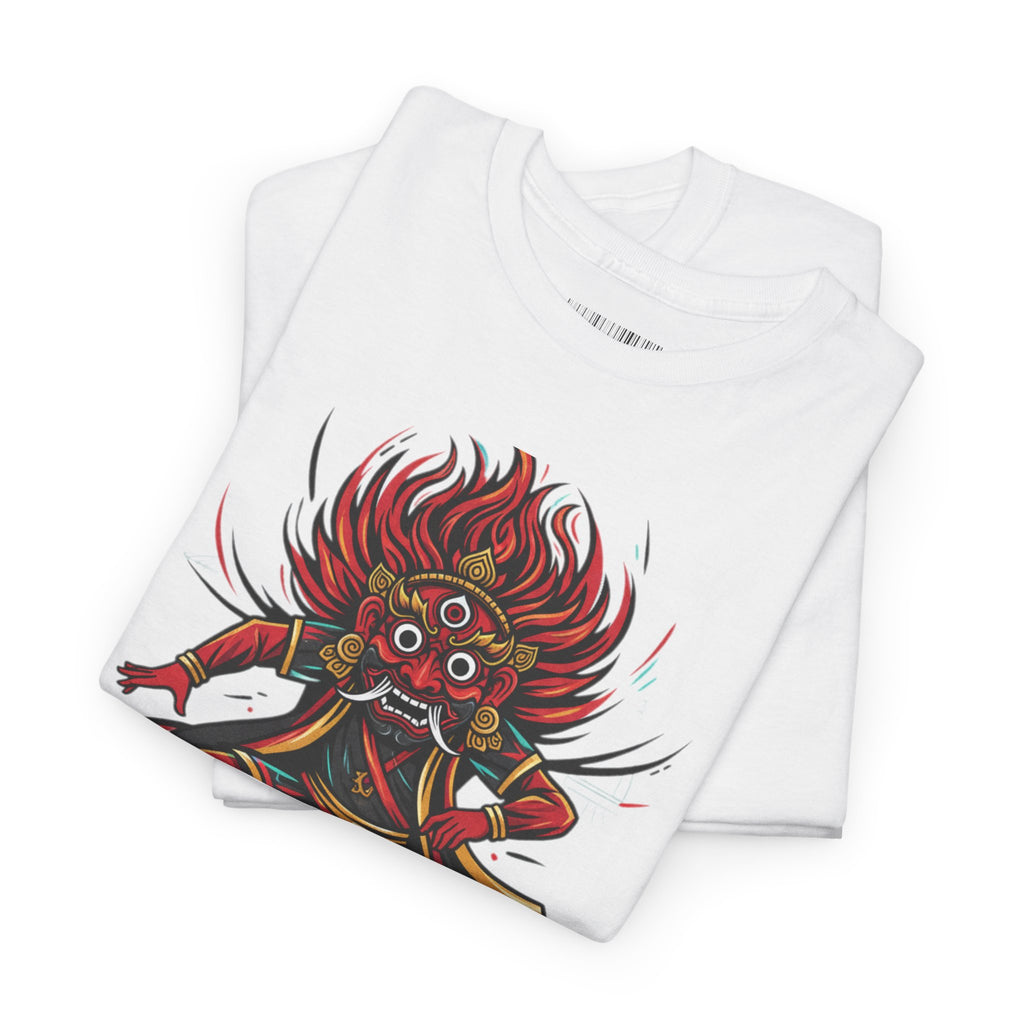 T-Shirt — Fierce Red Oni Demon Graphic Tee (Mythic Japanese Mask Design)