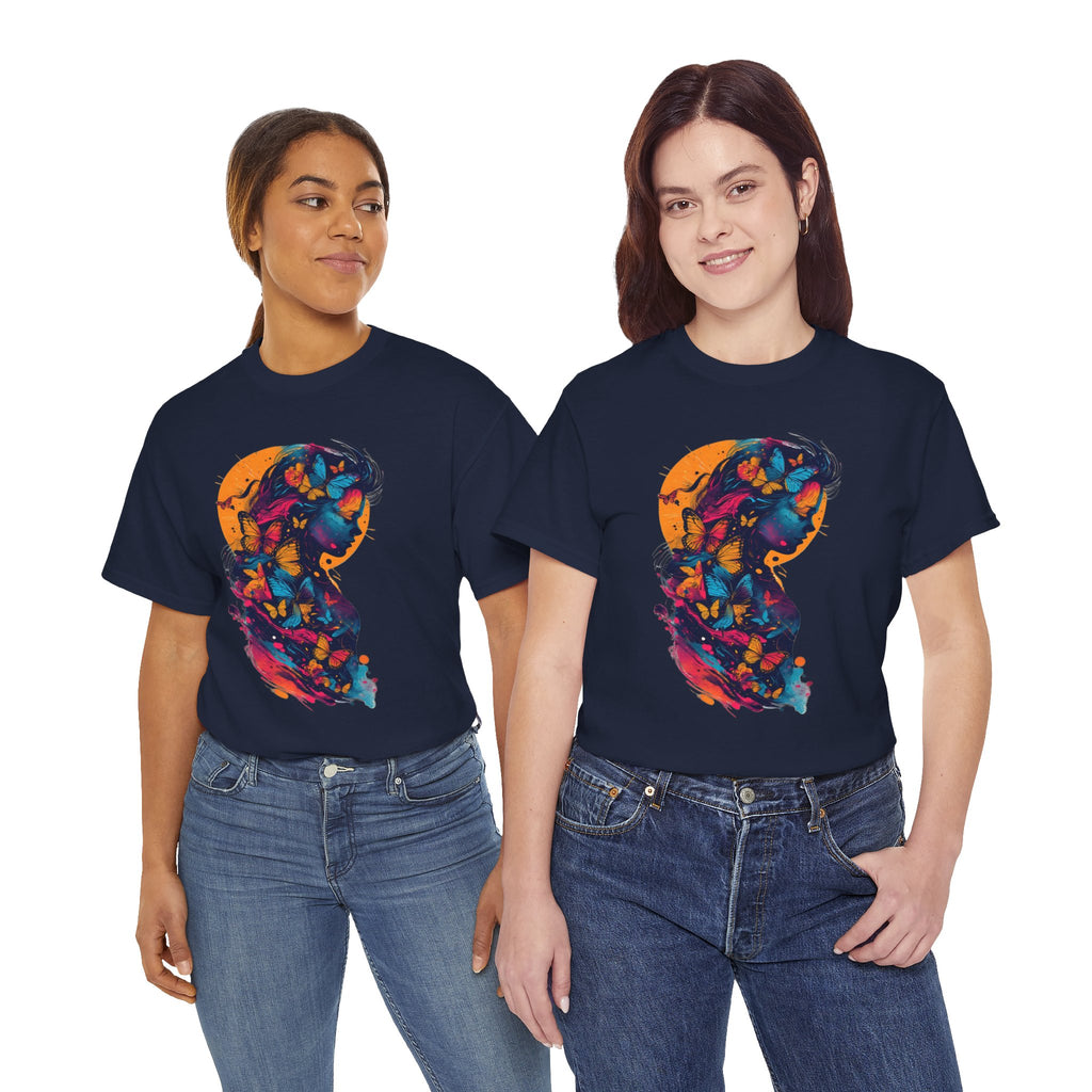 Butterfly Silhouette Graphic Tee — Colorful Maternity Profile Design