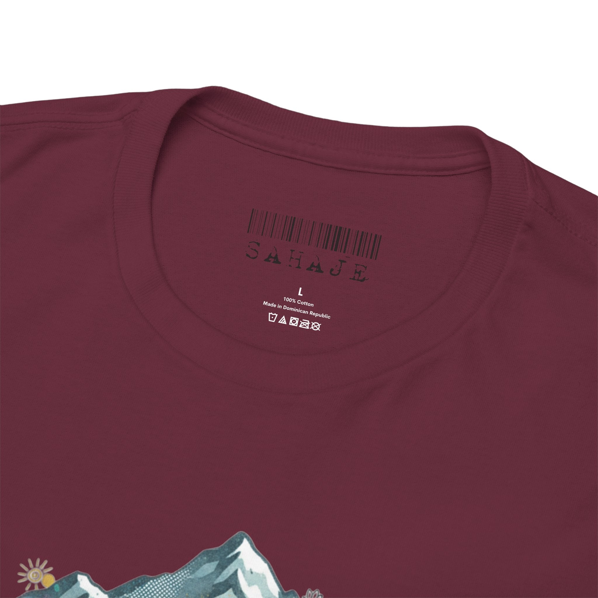 Adventure Compass Graphic Tee — Mountain, Globe & Flag Illustration