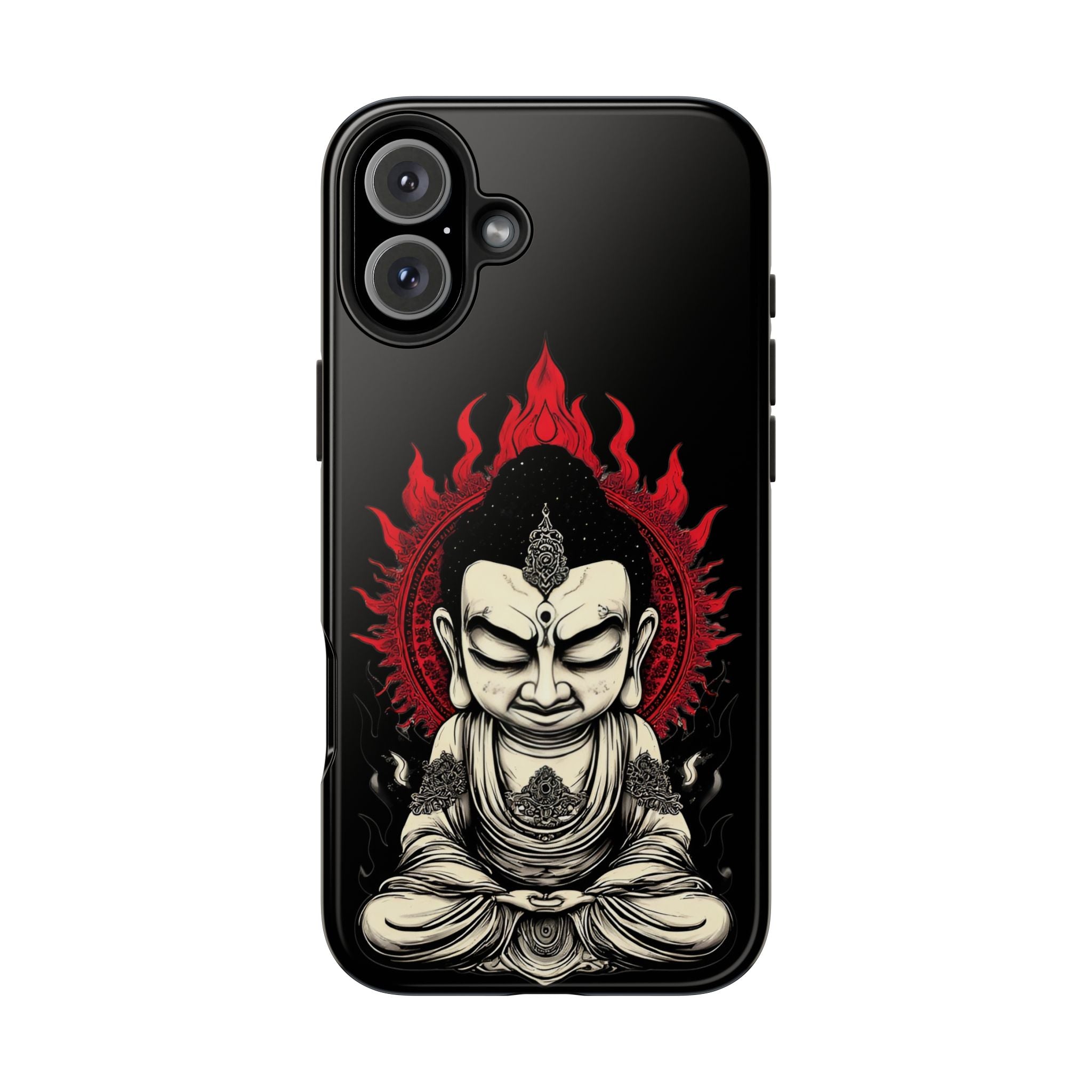 Meditative Buddha Tough Phone Case — Red Flame Zen Protection