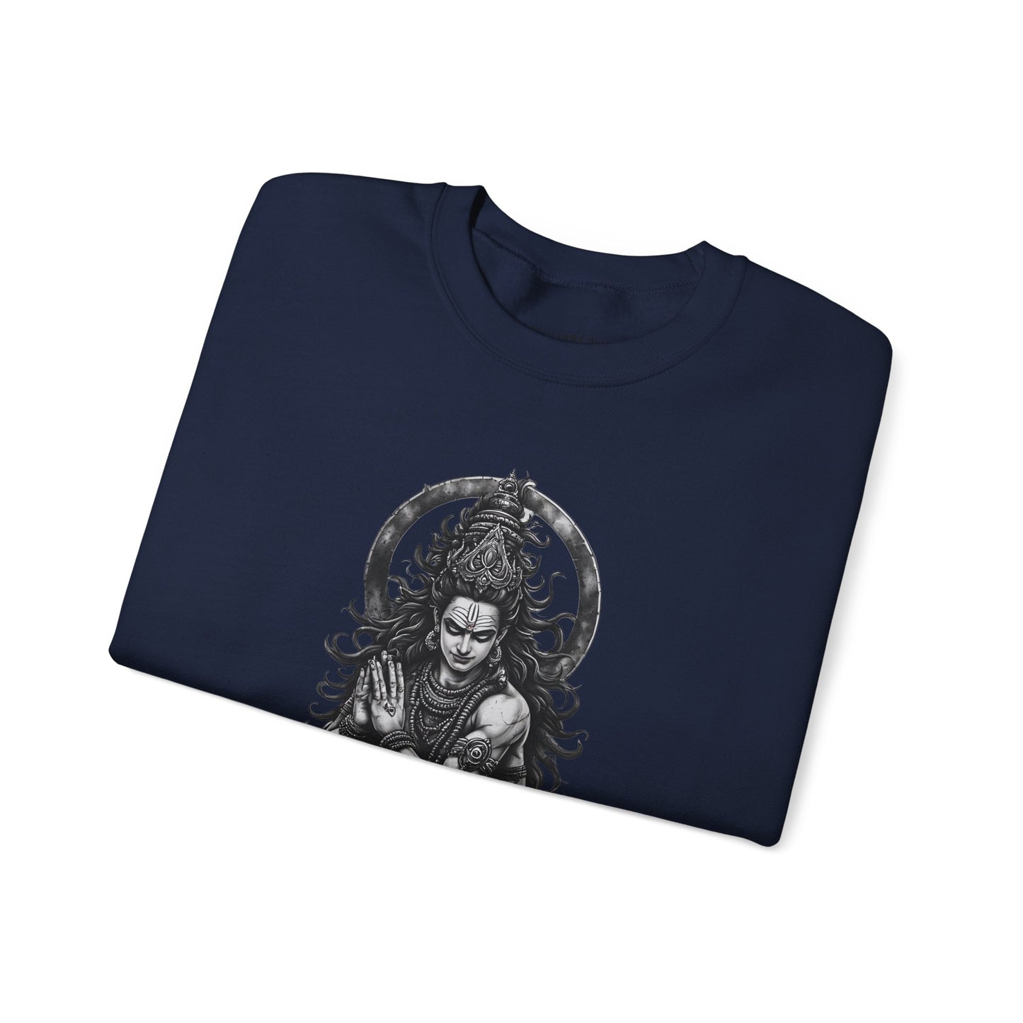 Shiva Meditation Crewneck Sweatshirt — Detailed Shiva Portrait Spiritual Yoga Pullover
