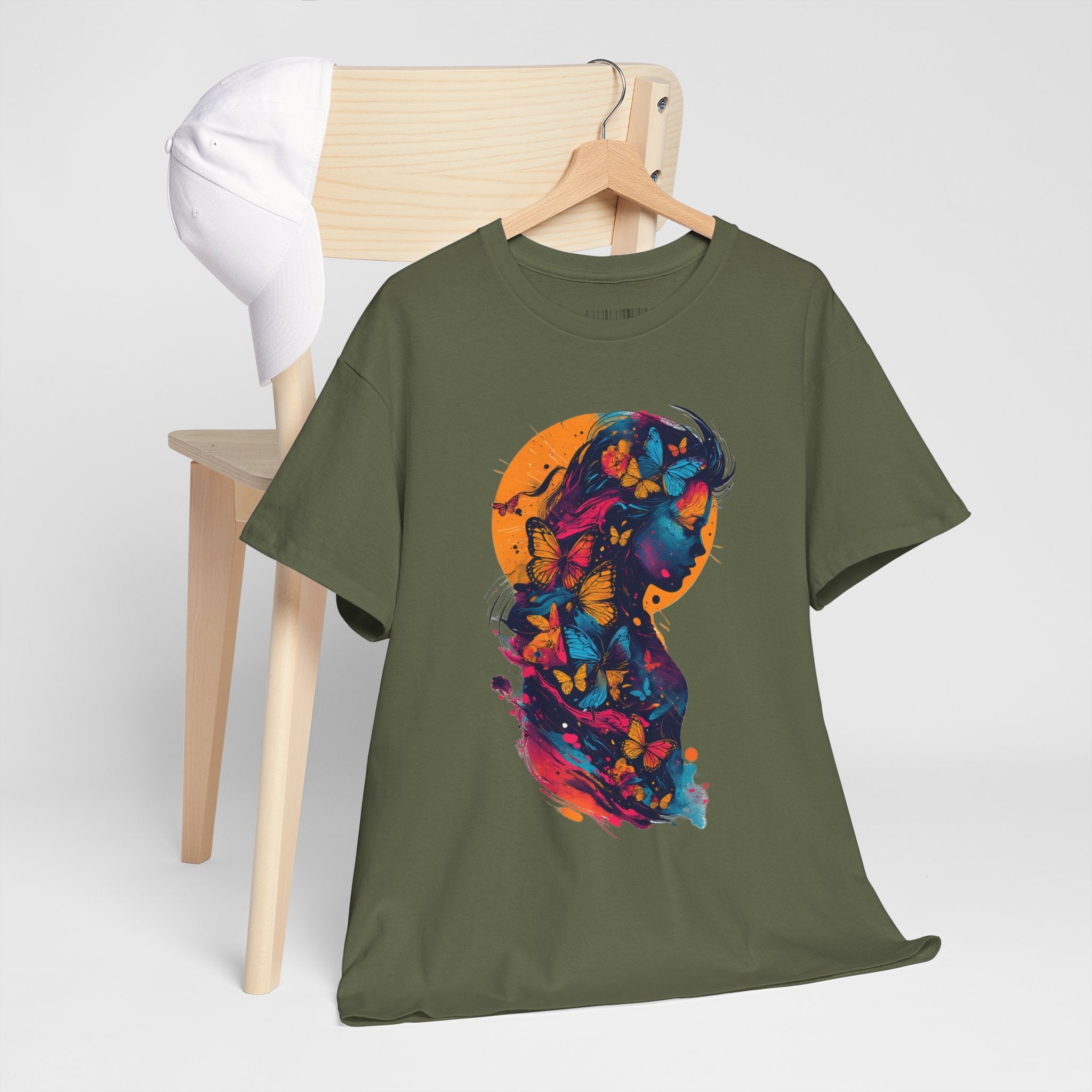 Butterfly Silhouette Graphic Tee — Colorful Maternity Profile Design