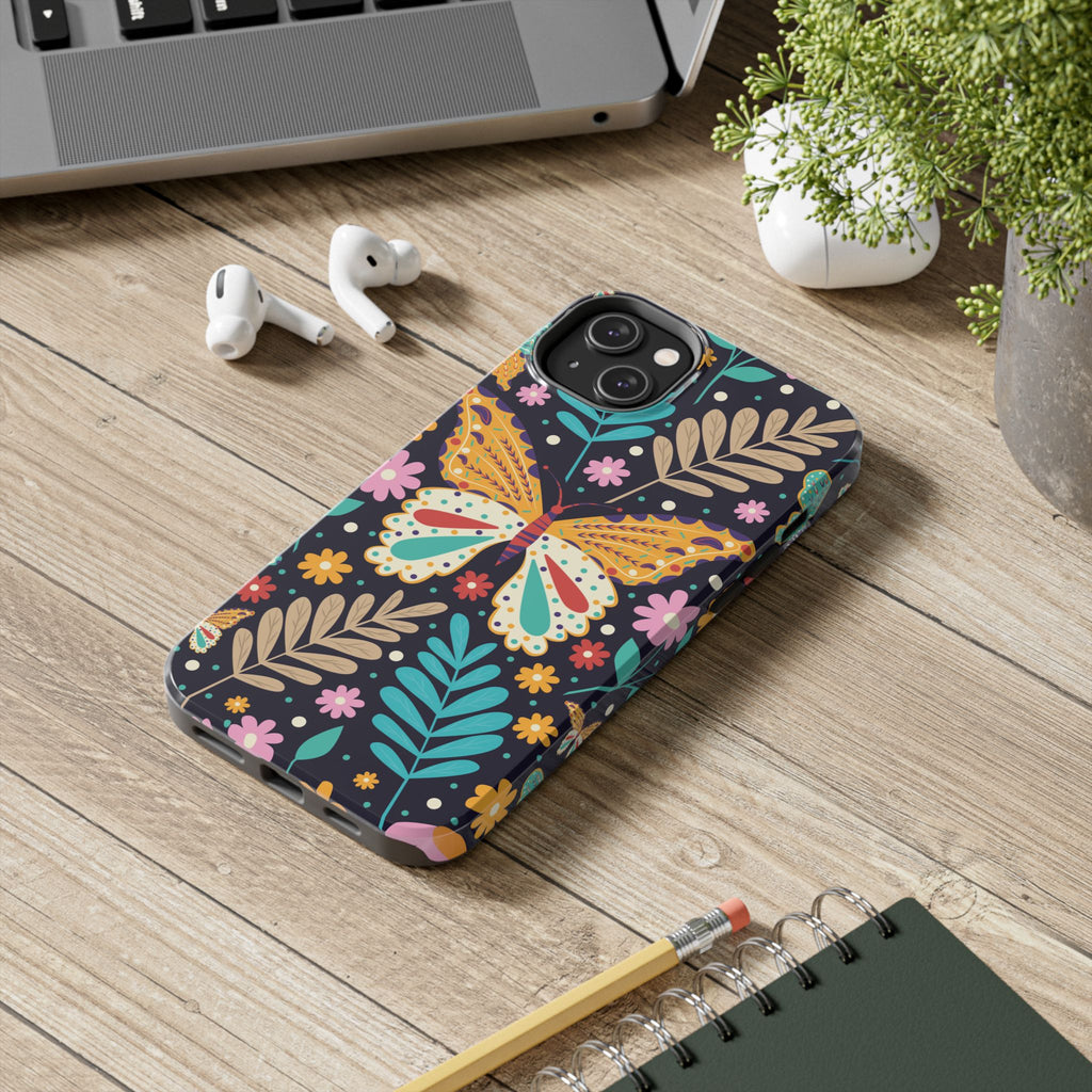 Floral Butterfly Tough Phone Case — Colorful Garden Protective Cover