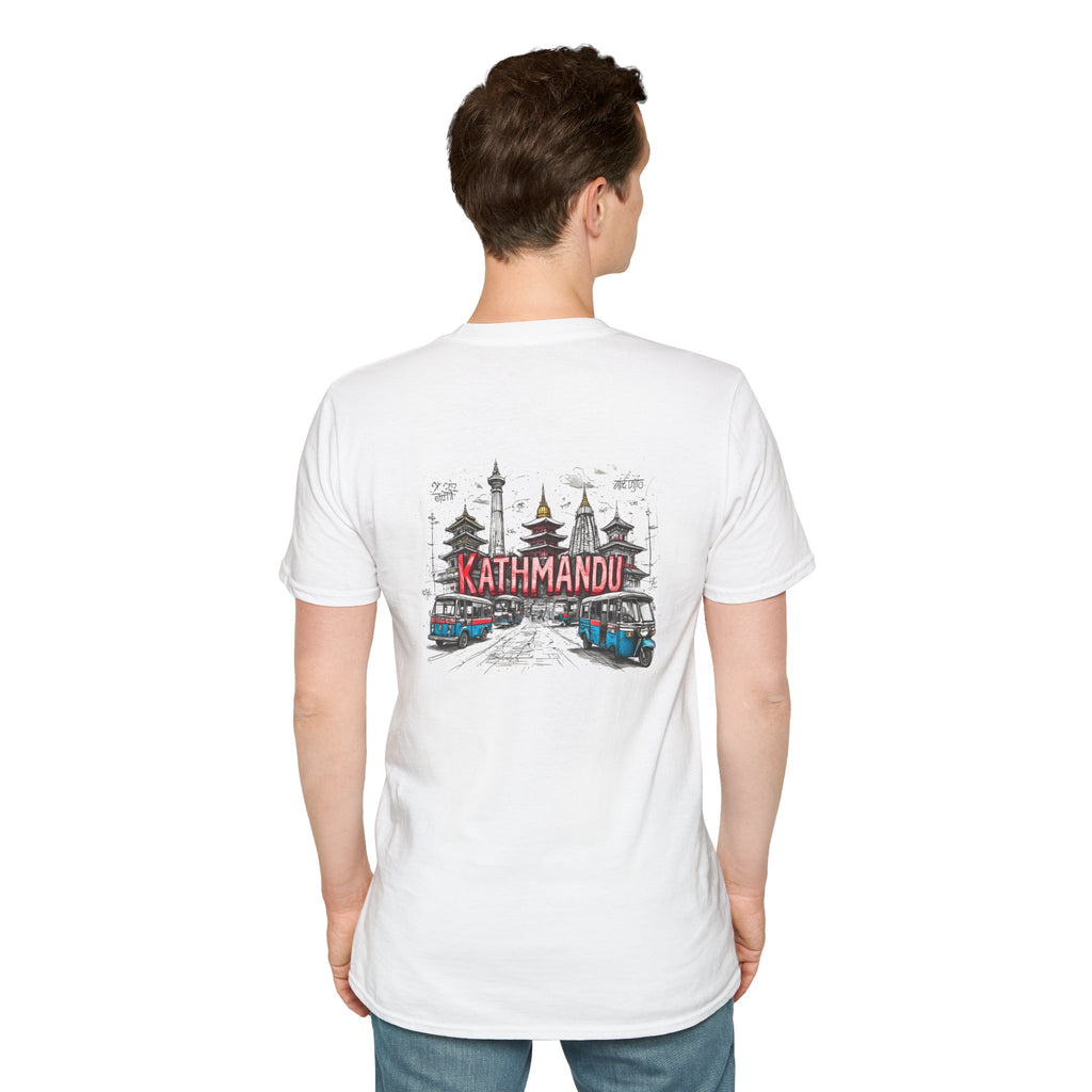 Kathmandu Travel T-Shirt — Nepali Temple & Vintage Jeep Graphic tee