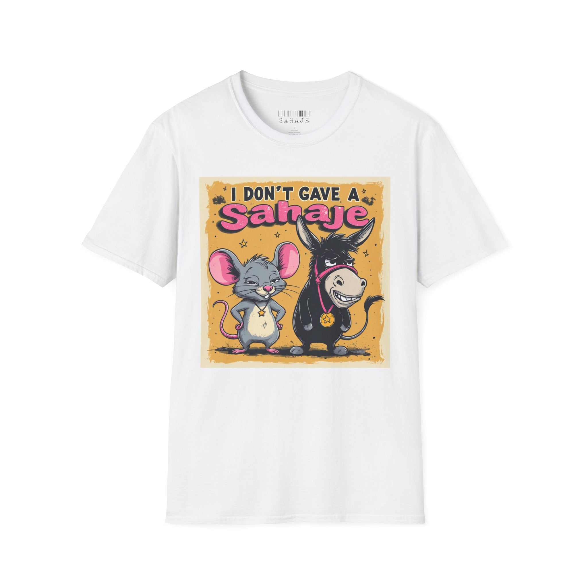 Don’t Give a Satrage T-Shirt — Funny Mouse & Donkey Cartoon Tee