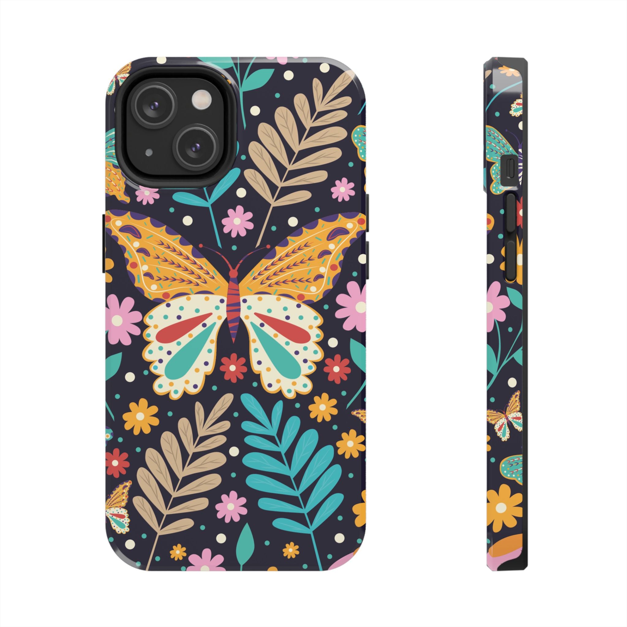 Floral Butterfly Tough Phone Case — Colorful Garden Protective Cover