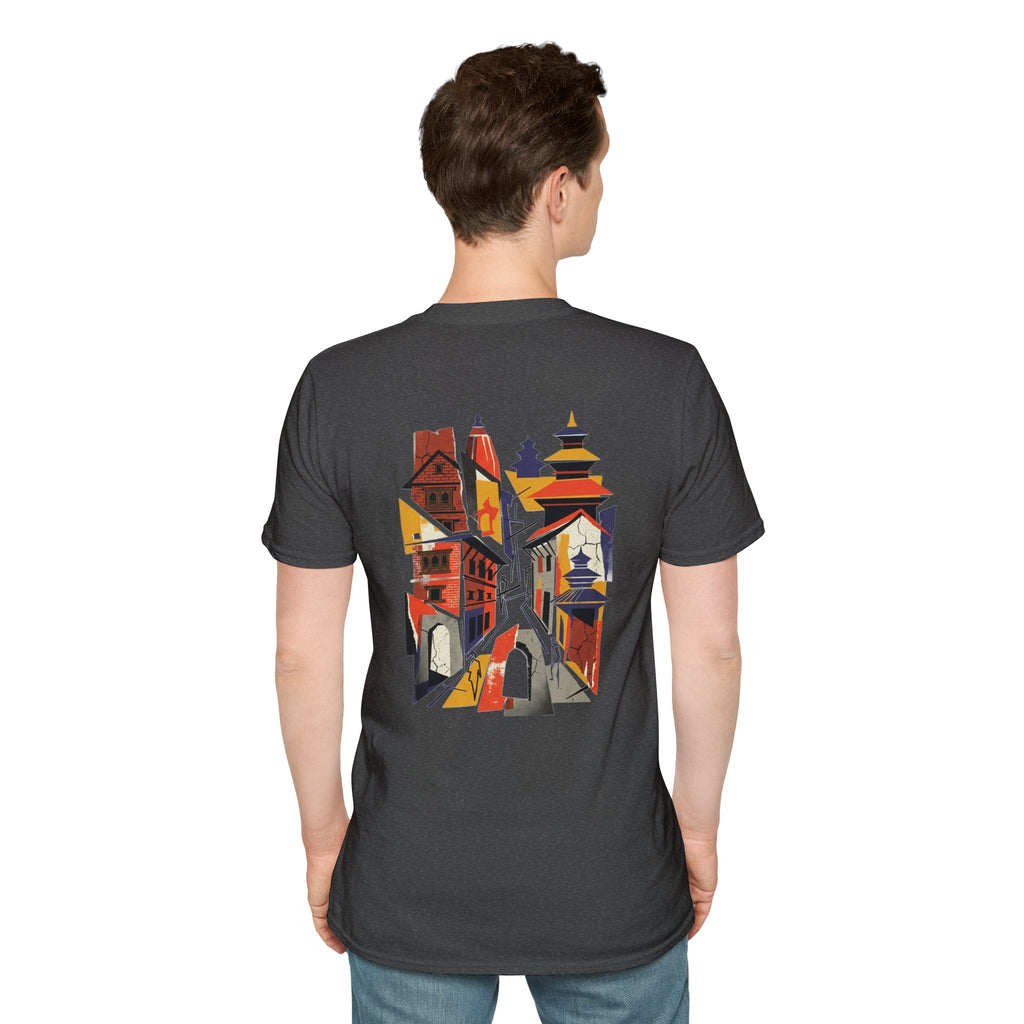 Nepal Street Scene T-Shirt — Colorful Kathmandu Illustration Tee
