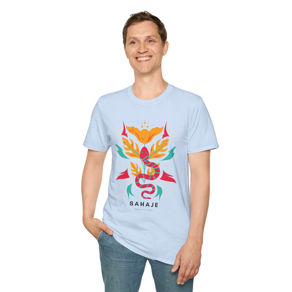 Sahaje Floral Snake Graphic T‑Shirt — Colorful Botanical Serpent Tee
