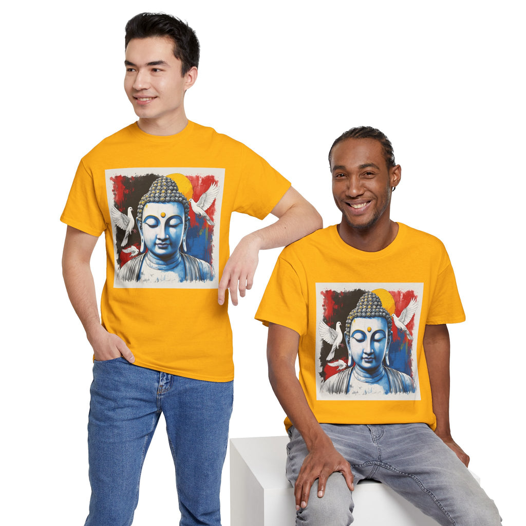 Buddha Peace Tee — Colorful Buddha & Doves Graphic T-Shirt