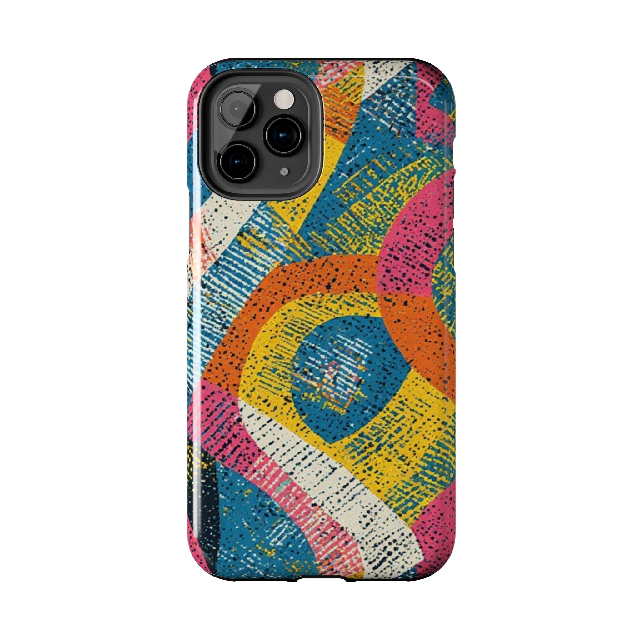 Bold Retro Abstract Tough Phone Case — Colorful Geometric Protective Cover
