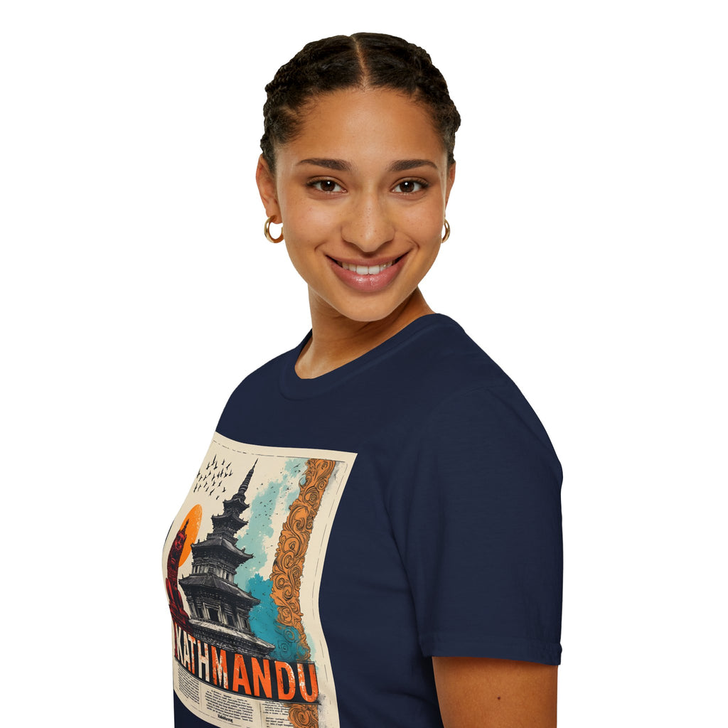Kathmandu Vintage Travel T-Shirt – Retro Nepal Skyline Graphic Tee, Cultural Tourism Design
