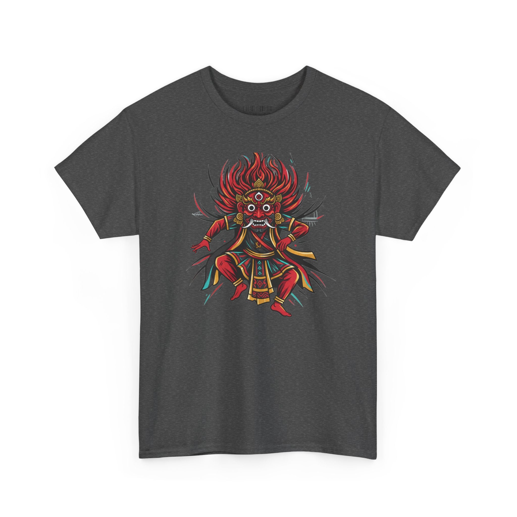 T-Shirt — Fierce Red Oni Demon Graphic Tee (Mythic Japanese Mask Design)