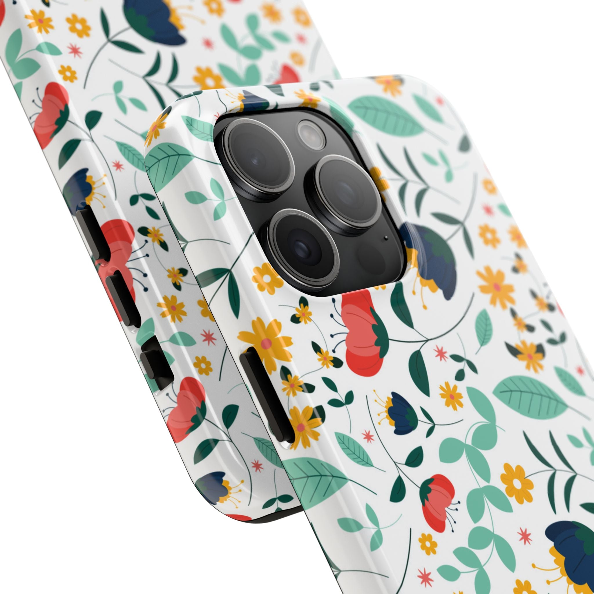 Floral Pattern Tough Phone Case — Colorful Spring Flowers Phone Cover