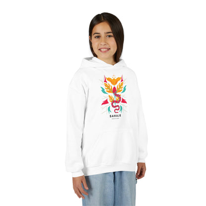 Youth Hoodie — Colorful Sahaja Floral Serpent Design
