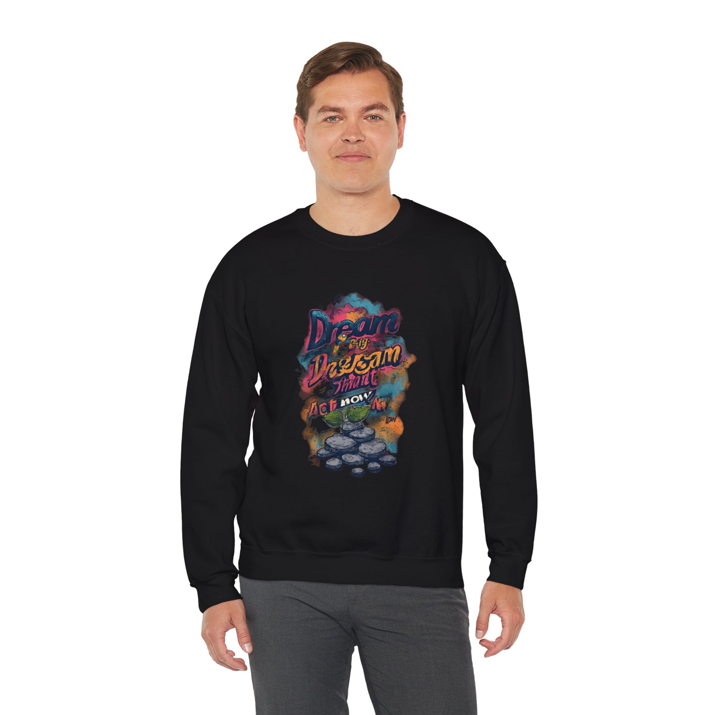 Dream Big Crewneck Sweatshirt — "Dream, Design, Draw" Inspirational Graphic
