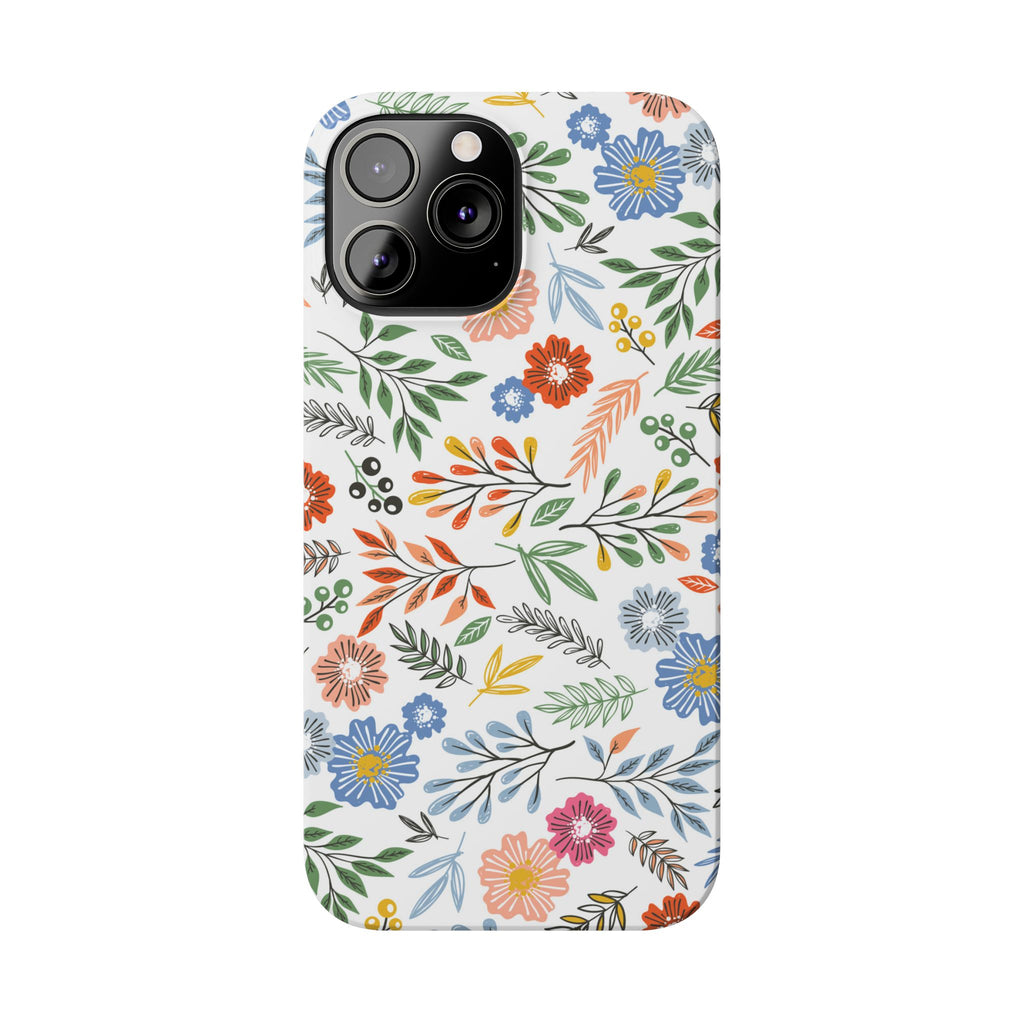 Slim Floral Phone Case — Colorful Hand-Drawn Wildflower Design