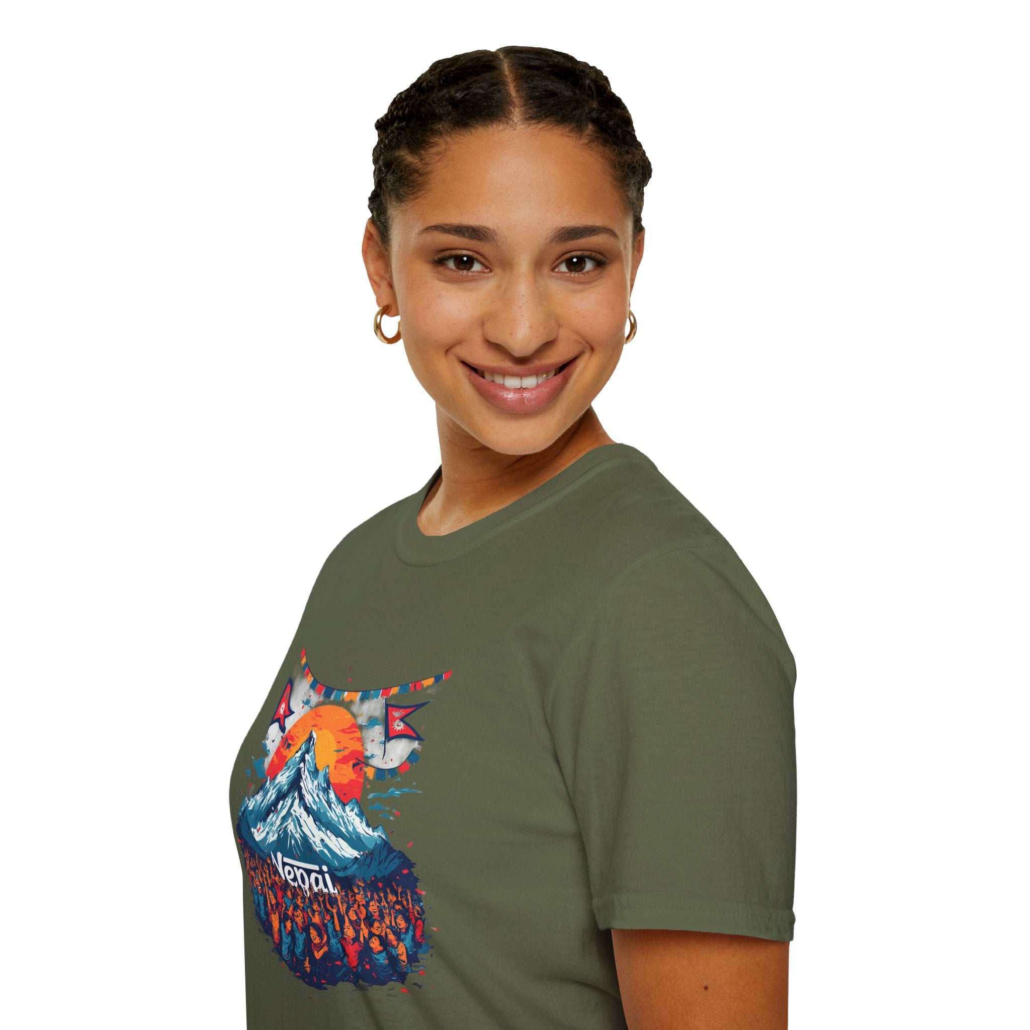 Nepal Mountain Sunrise T-Shirt — Retro Trekking Graphic Tee