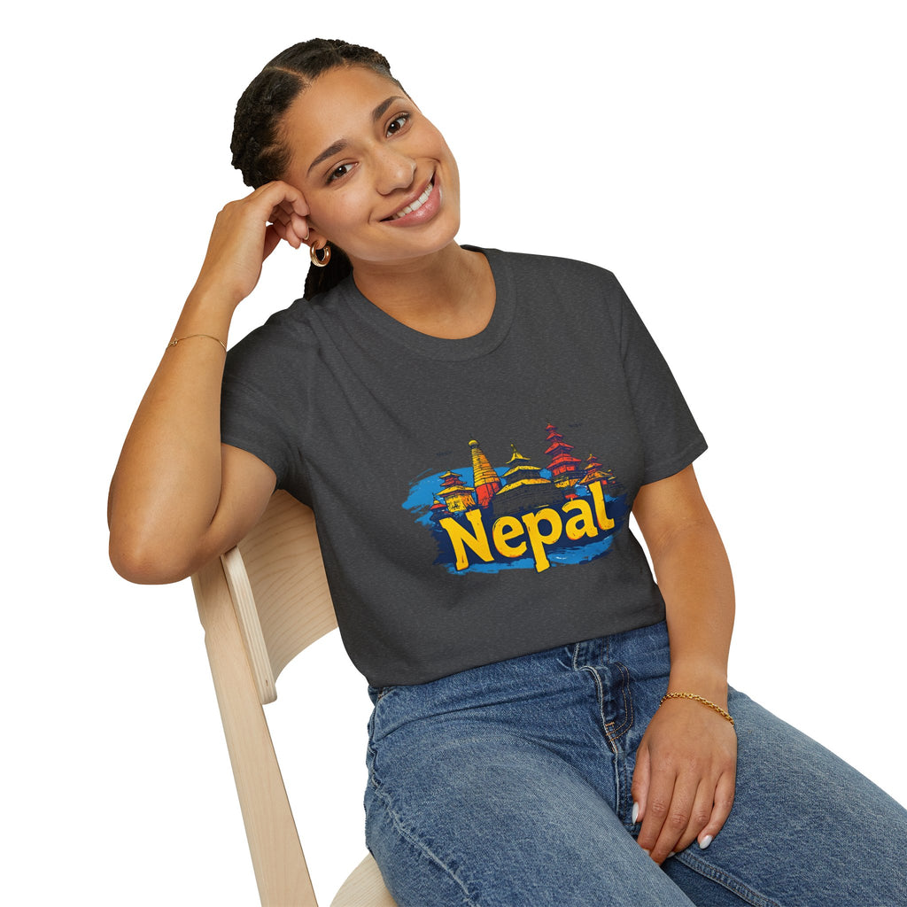 Nepal Temple Skyline T-Shirt – Nepali Cultural Heritage Graphic Tee, Travel & Spiritual Design