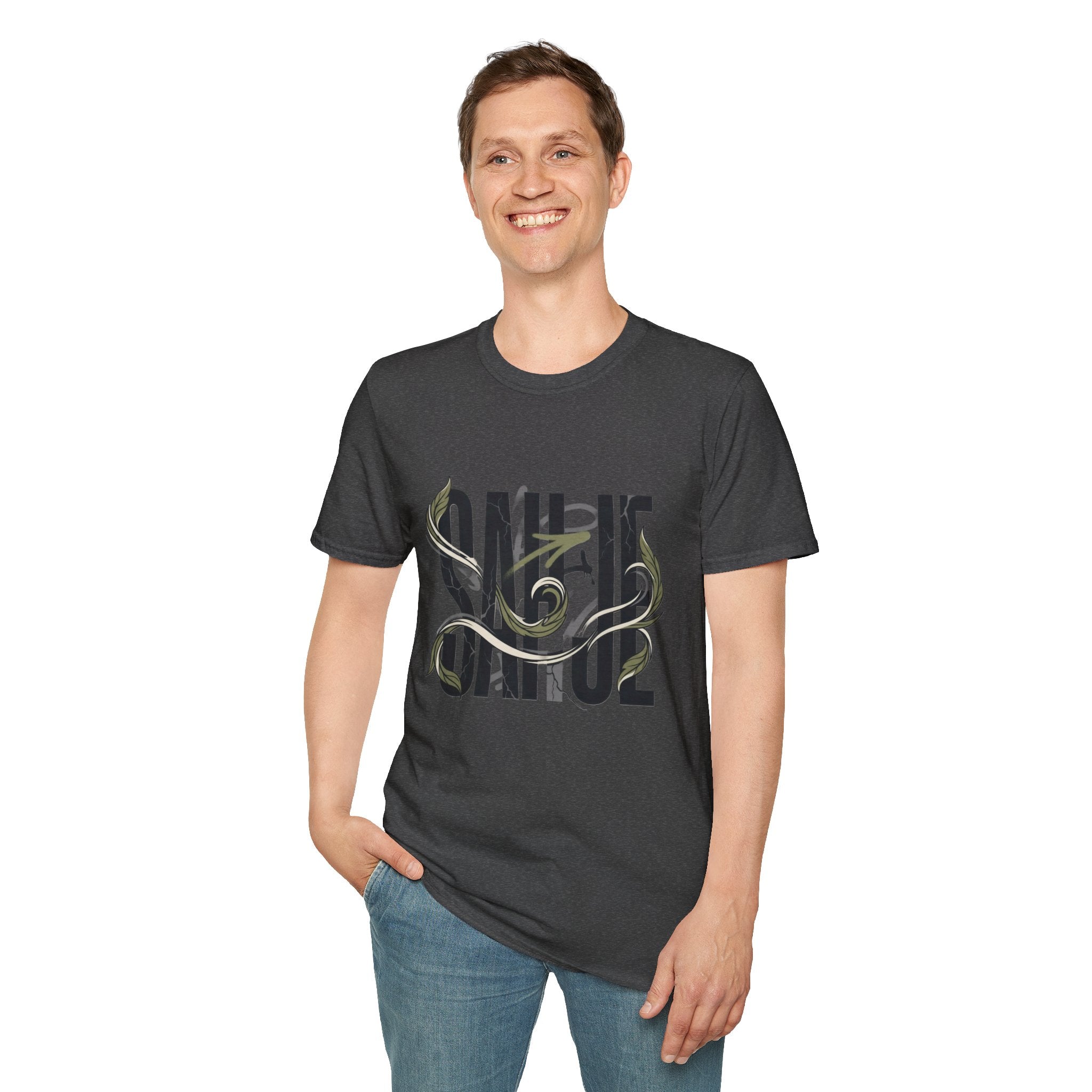 Saurus Graphic T-Shirt — Retro Block Lettering with Snake Illustration
